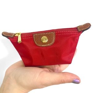 Longchamp Red Le Pliage Coin Case